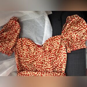 MAJORELLE Vibrant Red and Cream Dress